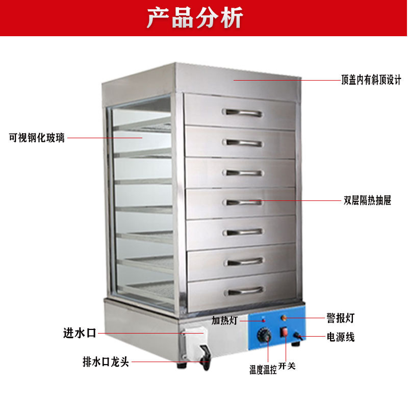 gabinete de vapor tipo cajón de vidrio gabinete de vapor aislante de calor horno de vapor eléctrico horno de vapor eléctrico máquina de vapor de paquetes de vapor horno de paquetes de vapor máquina de paquetes de paquetes de vapor comercial