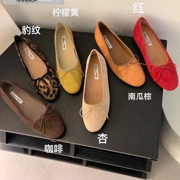 Inner Height 4CM French Gentle Bow Shoes Women's Red 2025 Spring and Autumn New Evening Style Ladyshoes Bean Shoes