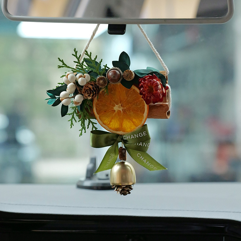 New Year's Day Practical Gift Handmade DIY Team Building Natural Orange Pendant Dried Flower Car Pendant Mother's Day Gift