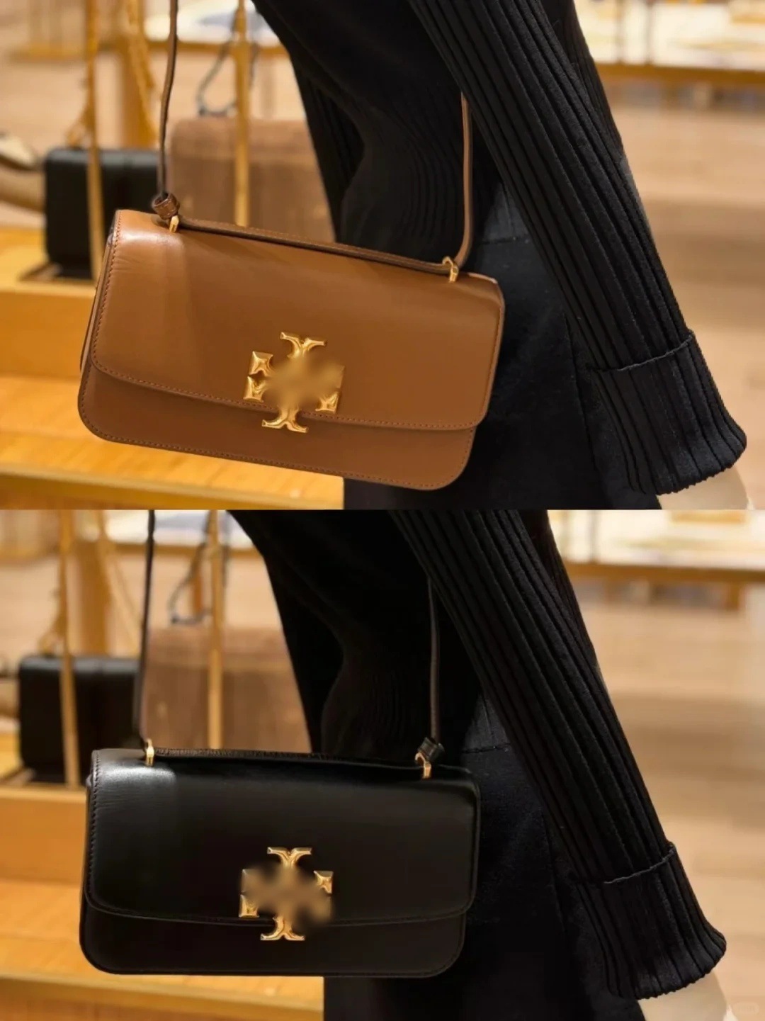 Qadın çantası Eleanor gold kərpic formalı çiyin və əl çantası