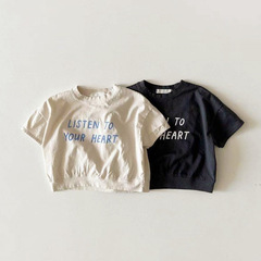 INS韓版嬰兒衣服夏裝兒童休閒短袖T恤薄款男女寶寶字母印花上衣潮