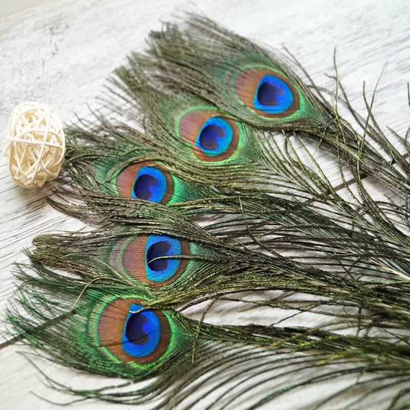 Peacock Feathers 25-30cm Ethnic Style Jewelry Material Dotting Craft Flower Arrangement Home Decoration Peacock Feathers