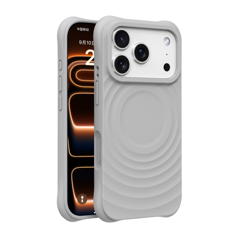 Wave-Shaped Case Suitable for iPhone 17 Pro Max Liquid Silicone Phone Case, 17 Pro Full-Cover Thickened Magnetic Case