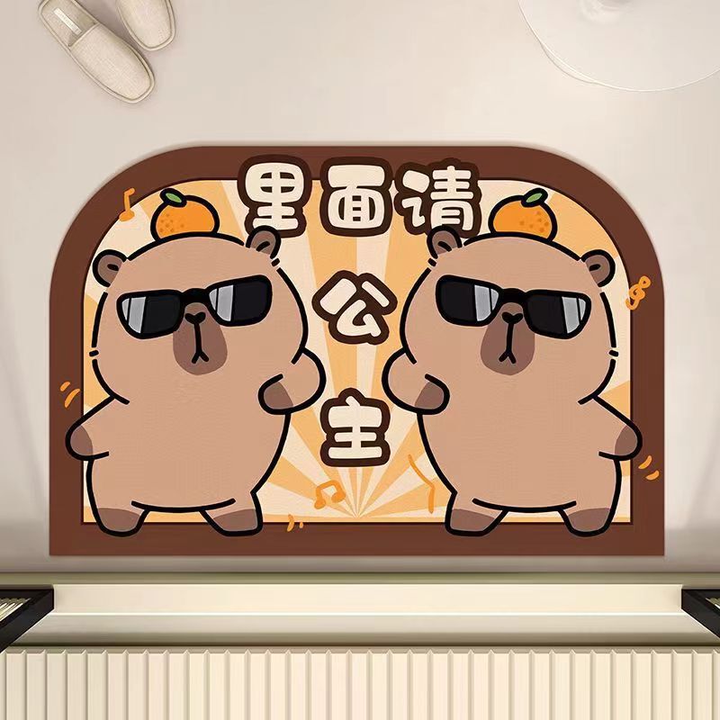 Kapibala 珪藻泥フロアマット吸水速乾浴室フロアマット浴室ドアノンスリップマット漫画足マット|undefined