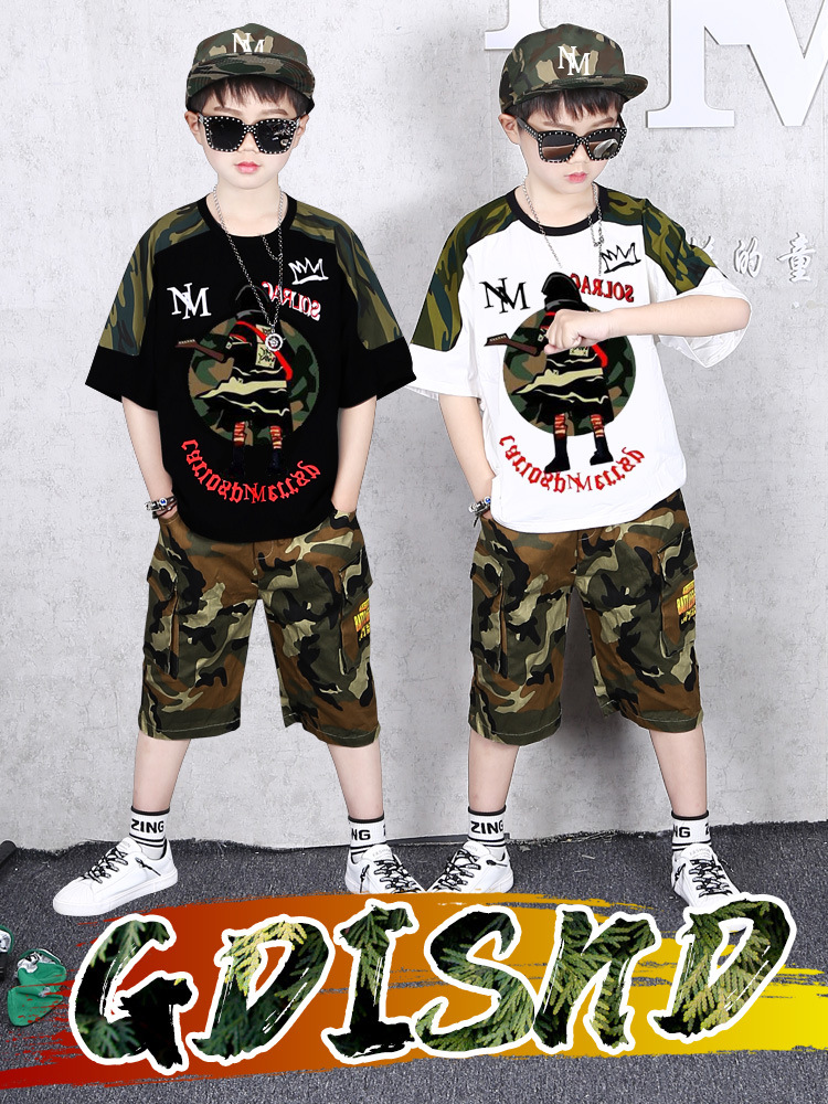 Tweedelige set 2023 Zomer Nieuwe Koreaanse editie Jongens Korte mouwen 8 jaar Middelgroot Grote jongen Trendy_voghion.com