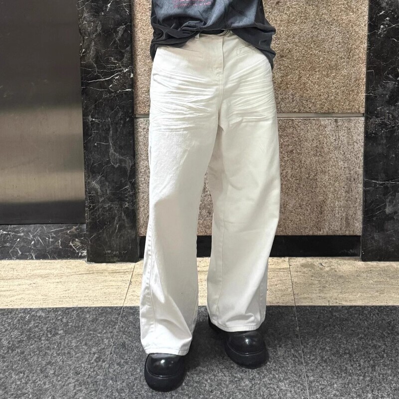 American Style Retro White Loose Jeans Men's High Waist Slimming Straight Leg Wide Leg Trousers Advanced Sense Casual Pants