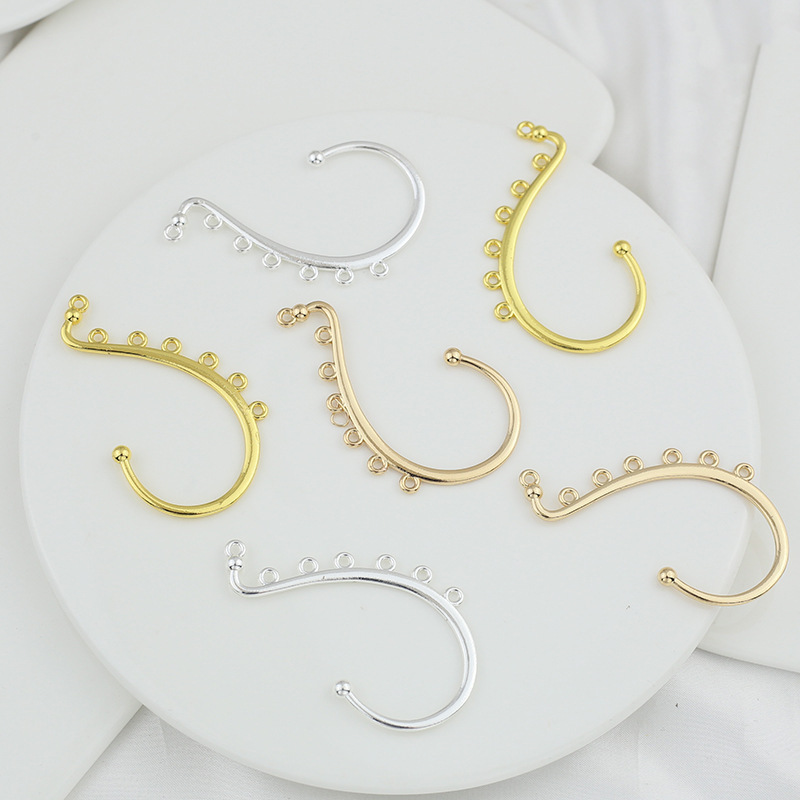 Color-Preserving Alloy Porous Ear Hooks and Ear Hooks DIY Handmade Ancient Style Han Dynasty Step Hairpin Hair Accessories Materials Jewelry Accessories