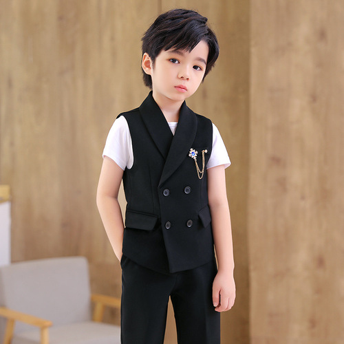 Children's suit 2024 spring and summer new style boys' gentleman's vest two-piece set host speech photography dress on behalf of