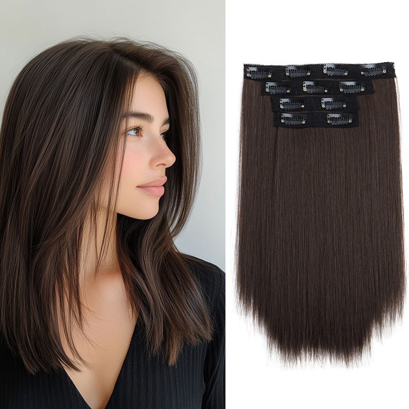欧米のかつらの許昌のかつらの長いストレートのかつらの女性hairの4つのセットのカードの髪の化学繊維の髪の切れ|undefined