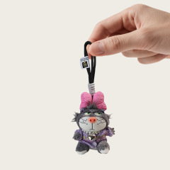 新しいリボンルシファー猫バッグスクールバッグペンダント女の子ぬいぐるみキーホルダーペンダント