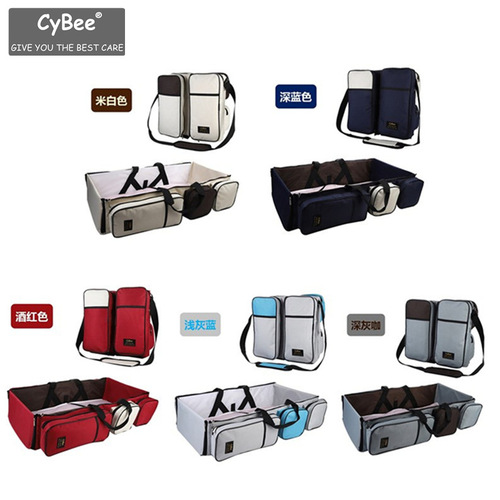 Cybe Baby Folding Bed Mummy Bag Portable One Shoulder Mummy Bag Multifunctional Large Capacity Bed in Bed with Mosquito Net