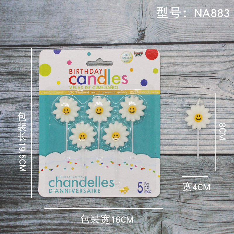 Vela de cumpleaños de dibujos animados al por mayor popular fiesta de flores oso dinosaurio donut cara sonriente vela de pastel para niños