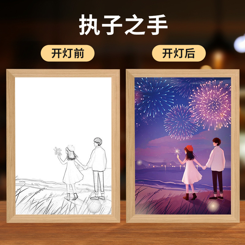 ディザトーンDIY創意フレーム画照明画置物両用鏡フレーム画完璧な世界火影包郵便|undefined