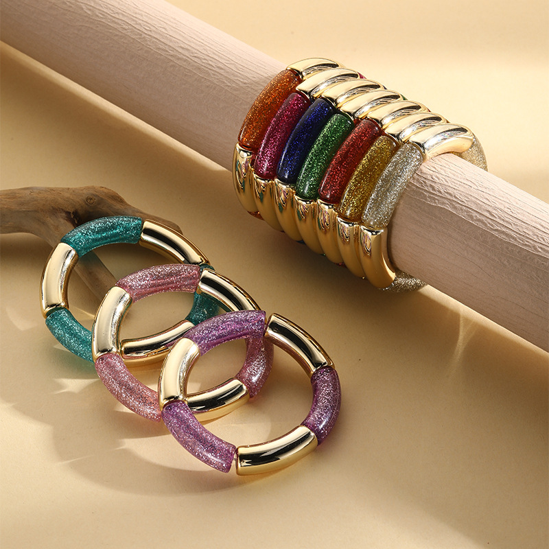 25g Weight Acrylic Pendant Material Bracelets Classification Arylic Chain Material 1 Piece Quantity Holiday, Daily Occasion Acrylic Material Geometric Pattern Women's Gender Casual, Simple Style Style Casual Simple Style Geometric Acrylic Beaded Bracelets Wholesale 1