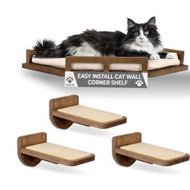 跨境木质猫吊床壁挂diy组合猫咪玩具宠物窝猫爬架墙壁猫床猫抓柱