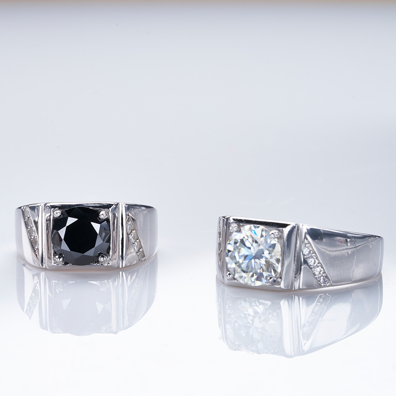 925 plata esterlina granada anillo de hombre rojo y negro moissanita anillo masculino chapado pt950 oro fábrica al por mayor en stock