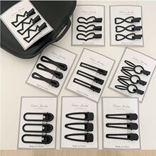 简约气质黑色哑光鸭嘴夹前额侧边刘海夹卡通可爱兔子发夹发卡头饰