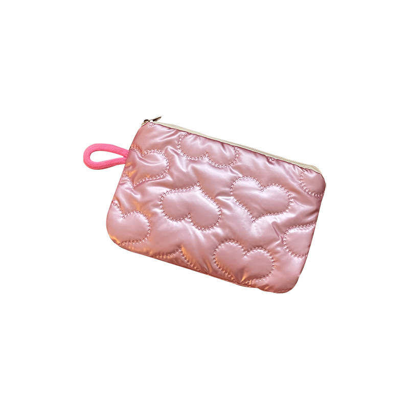 2025 nuevo bolso de maquillaje portátil diamante plata amor bolso de mano bolsa bolsa de cambio bolsa de higiene