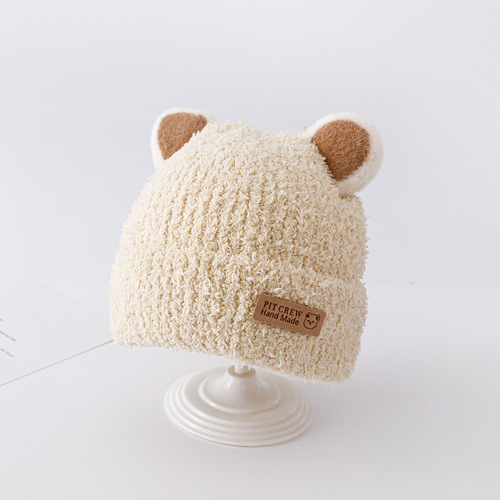 Baby hat winter Korean style baby plush hat for boys and girls knitted warm ear protection autumn and winter children's wool hat