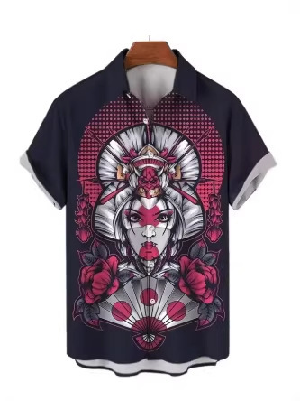 2026 Men's Vintage Shirt, Warrior Shirt with 3D Print, Men's Casual Loose Hawaiian Shirt