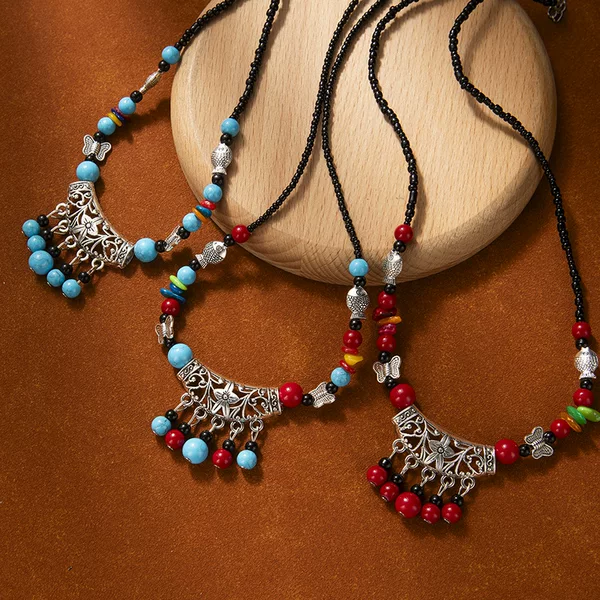 European and American Cross-border Ethnic Style Forehead Chain Headwear Female Bohemian Tassel Pine Stone Eyebrows Exotic Headwear
