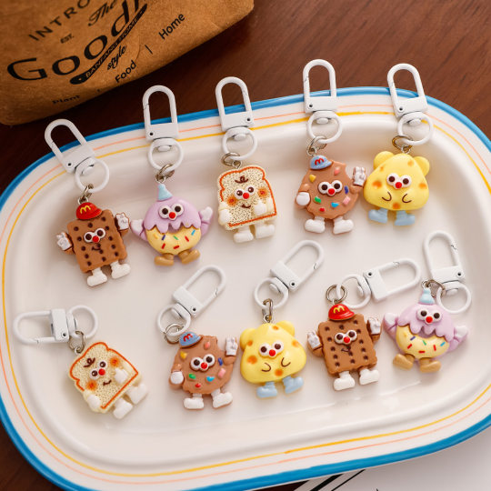 Creative Bread Keychain Student Fun Bag Hanging Pendant Cartoon DIY Resin Keychain Small Gift