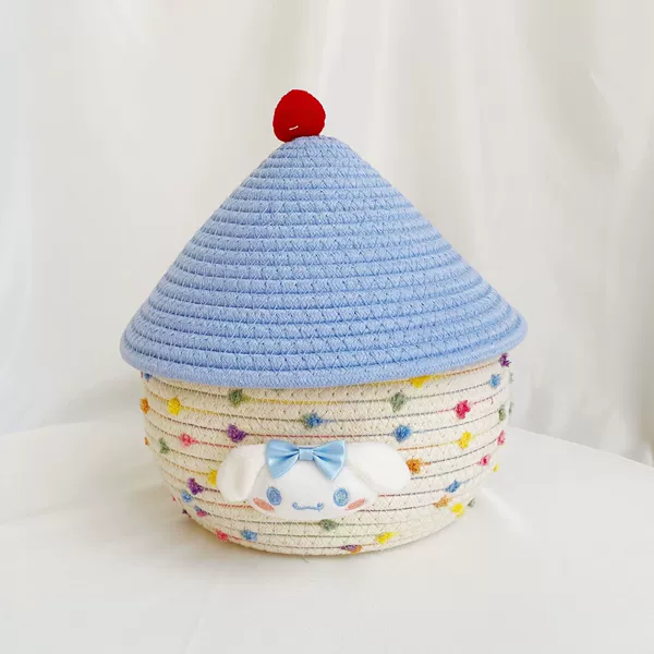 Woven blue storage basket, 18×18cm