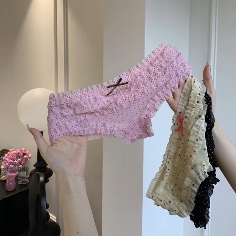 [La American Daisy] Lace Briefs, Simple Daily Underwear, Comfortable and Seamless Low-Waist Briefs for Girls