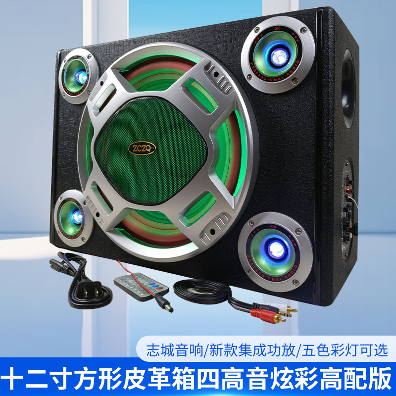 12 inch square car subwoofer with remote control card Bluetooth lantern Zhicheng car audio 12V24V220V