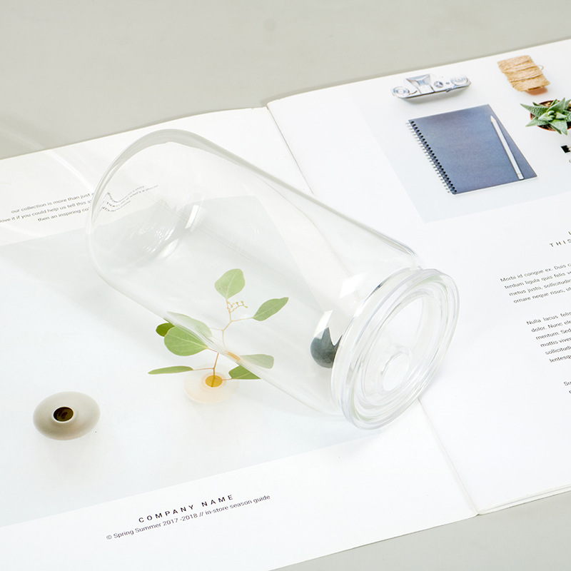 Cross-border Mason Cup sublimación de una sola capa gruesa transparente borosilicato cubierta de color de vidrio taza de agua cubierta de bambú paja al aire libre