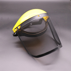 Wholesale lawn mower yellow top wire mesh mask anti-impact anti-splash visor garden lawn mowing hat protective mask