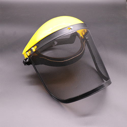 Wholesale lawn mower yellow top wire mesh mask anti-impact anti-splash visor garden lawn mowing hat protective mask