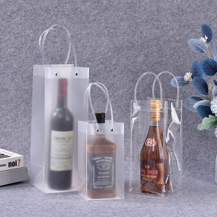 PVC Transparent Handbag ice Bag Wine Ice Bag Wine Beer Ice Plastic Packaging Bag Leak-proof Thickened