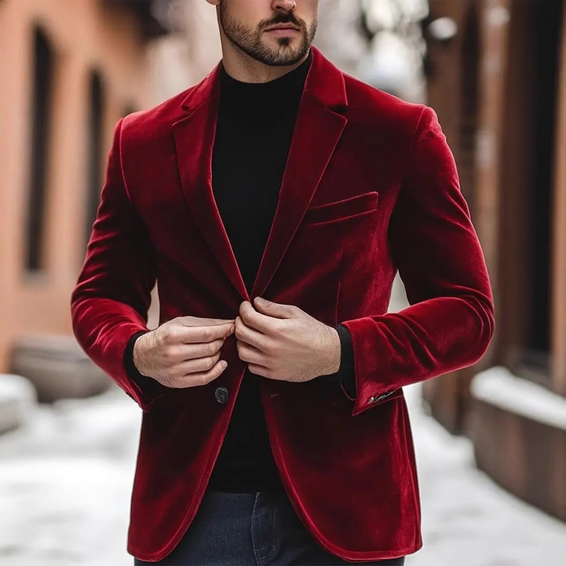 Foreign Trade Cross-Border Popular New Men's Velvet Suit Jacket Banquet Wedding Best Man Formal Suit Amazon Foreign Trade Cross-Border Popular New Men's Velvet Suit Jacket Banquet Wedding Best Man Formal Suit Amazon
