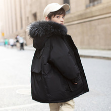 儿童羽绒服女童中长款2023新款洋气童装中大男童加厚白鸭绒冬外套