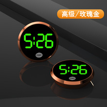 车载表新款时尚LED电子表圆形合金触摸夜光创意数字钟表车载电子