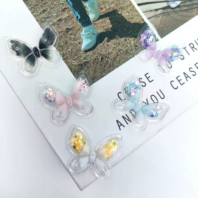 立体可爱TPU流沙小蝴蝶鞋花辅料DIY手机壳发夹配饰流行饰品