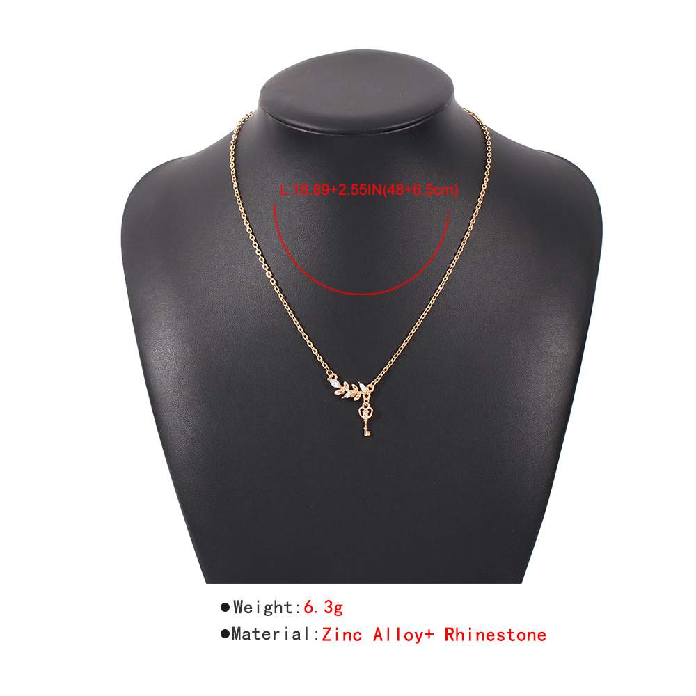 Simple leaf key diamond alloy necklace wholesale