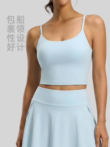 Juyitang New style wrinkled back sports bra shockproof gathered one cup sling fitness yoga vest for women