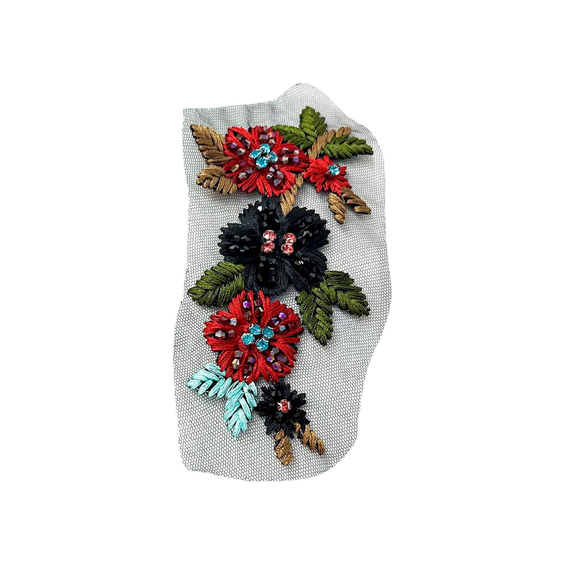 Decoración bordada hecha a mano hilo de malla de cristal encaje perlas pegatinas de tela hecha a mano coser sin adhesivo de espalda accesorios de decoración de ropa