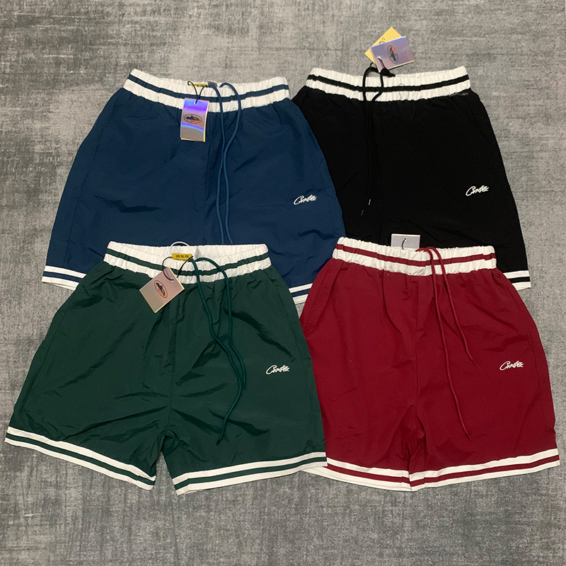 Cross-border fashion brand Corteiz embroidered letter small logo casual sports beach quick-drying shorts loose and versatile five-inch