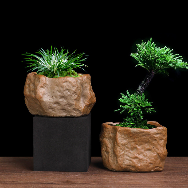 Imitation stone stoneware fleshy flowerpot calamus asparagus green ceramic personality meat thumb basin direct wholesale