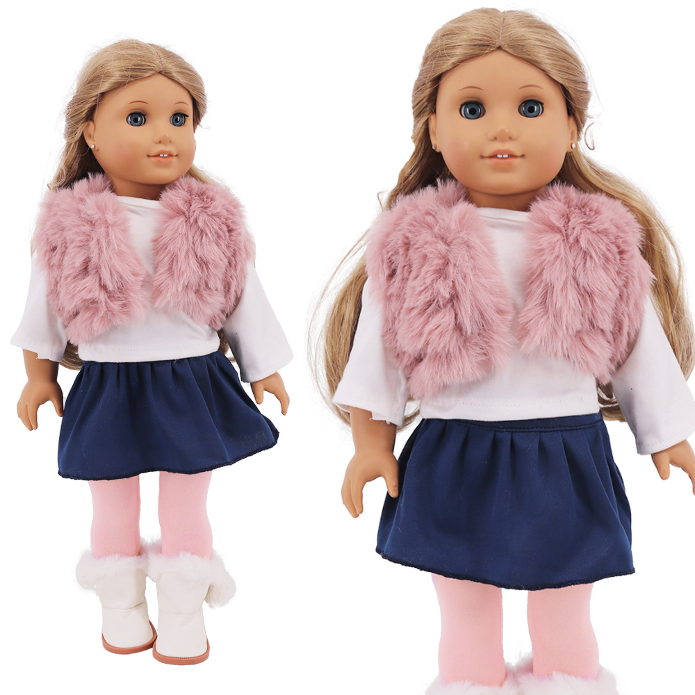 Nueva 18 pulgadas American Girl muñeca accesorios ropa de felpa chaleco traje de cuatro piezas 43cm muñeca ropa de felpa
