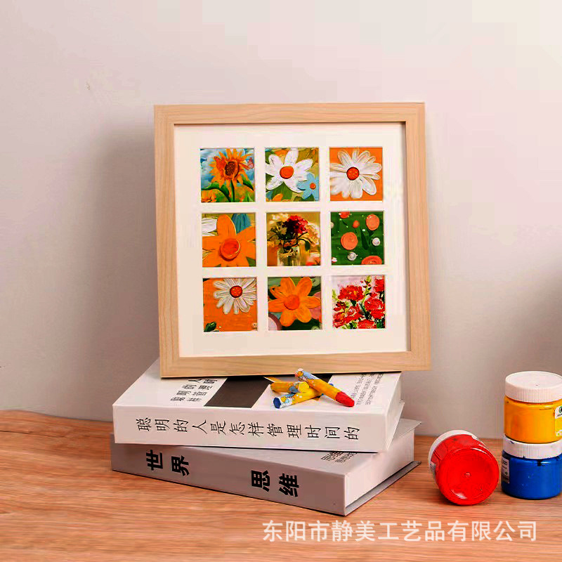 Oil painting stick photo frame painting 10x 10 mounted display table square 4 Jiugongge works decorative picture frame wholesale