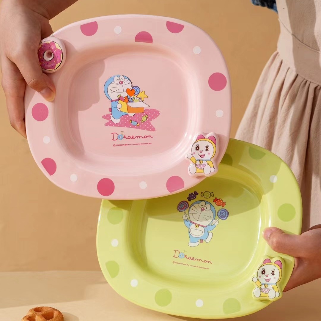 Personalidad creativa Dingdong Gato Plato de cerámica auténtico autorizado Doraemon Plato de comedor de alto valor bonito plato de postre