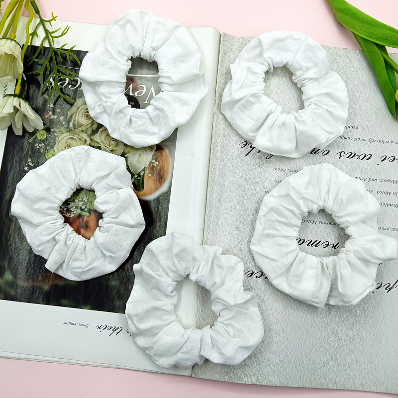 크로스-국경 유럽과 미국의 퓨어 코튼 화이트 컬러 직장 헤어 링 타이-염료 헤드웨어 화이트 여성용 퓨어 코튼 타이-염료 DIY 헤어 링 헤어 액세서리