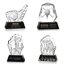 高尔夫水晶奖杯一杆进洞奖运动比赛奖座水晶球赛奖品定 制
