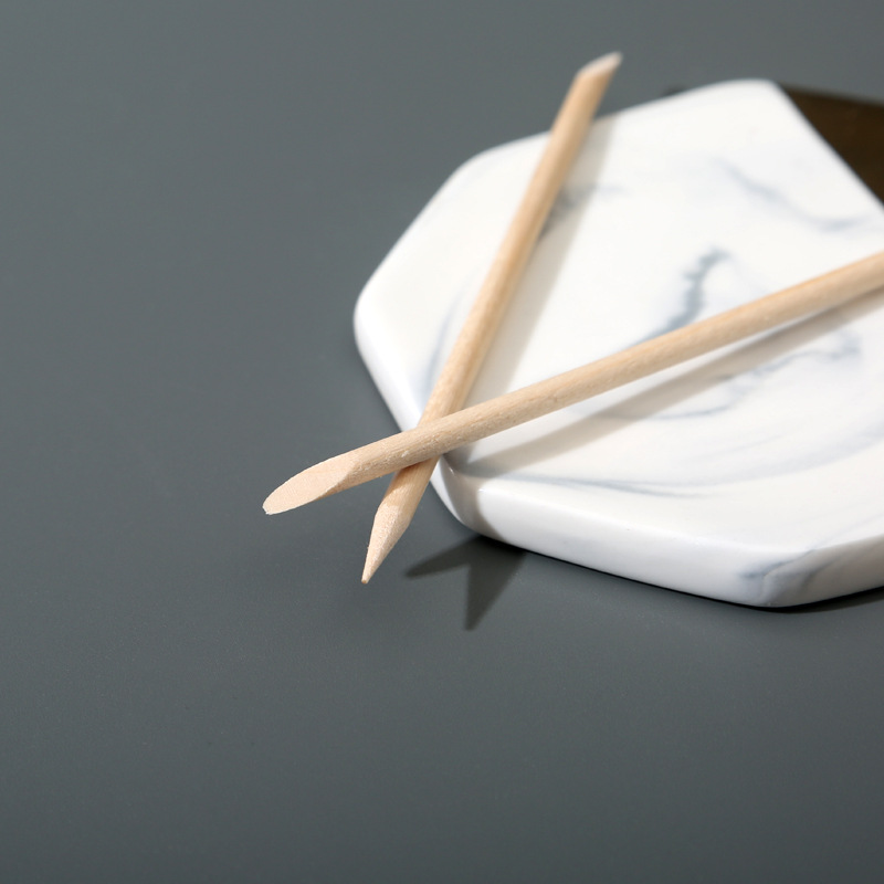 Manicura palo de madera de naranja 11,4 cm palo de madera de naranja de doble cabeza palo de taladro de puntos herramientas especiales para uñas Bolsas de bolígrafos de puntos para uñas