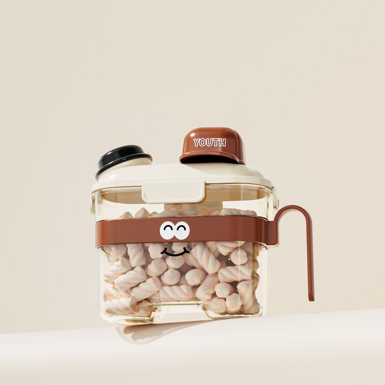 Cartoon grain storage jar - small, brown, 2800ml