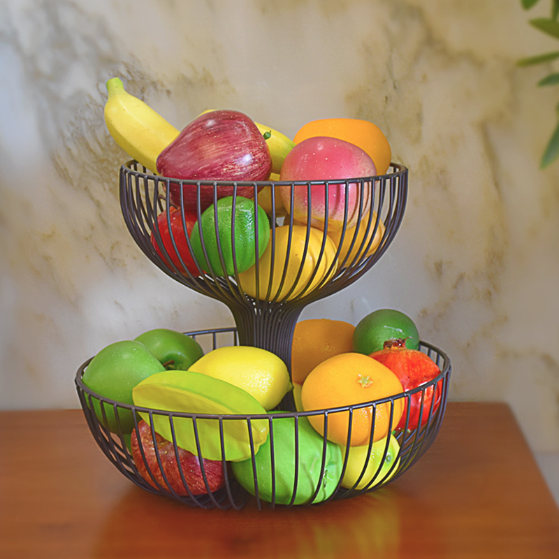 Plato de frutas de hierro forjado gancho de plátano sala de estar casera canasta de frutas de lujo ligera mesa de comedor dulces bocadillos plato